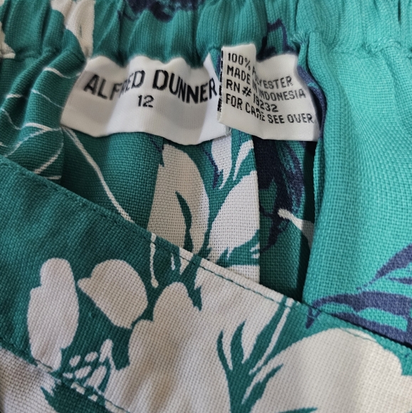 🧨 Alfred Dunner Pleated Floral Blue Green Floral Elastic Waist Skirt - Picture 5 of 6